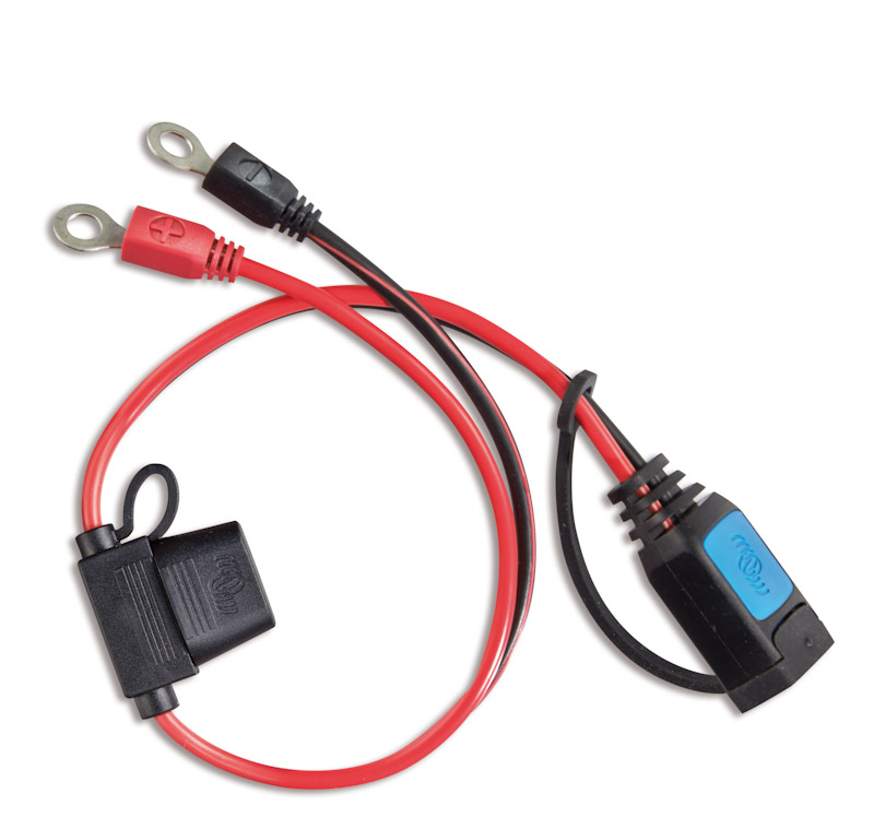 Victron-M8-eyelet-connector-IP65 Victron m8 eyelet connector for IP65 charger. Includes 30A fuse and bolts to batteries with m8 bolts